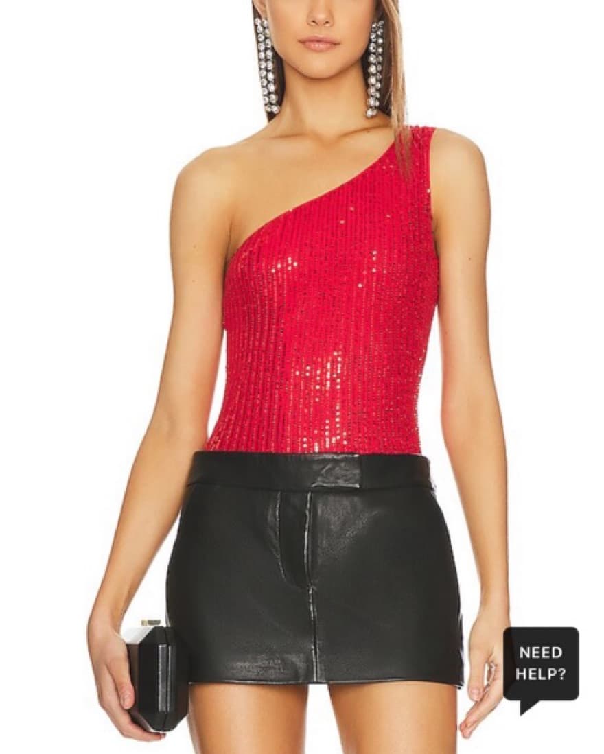 Red Superdown Sequin Bodysuit - Image 1
