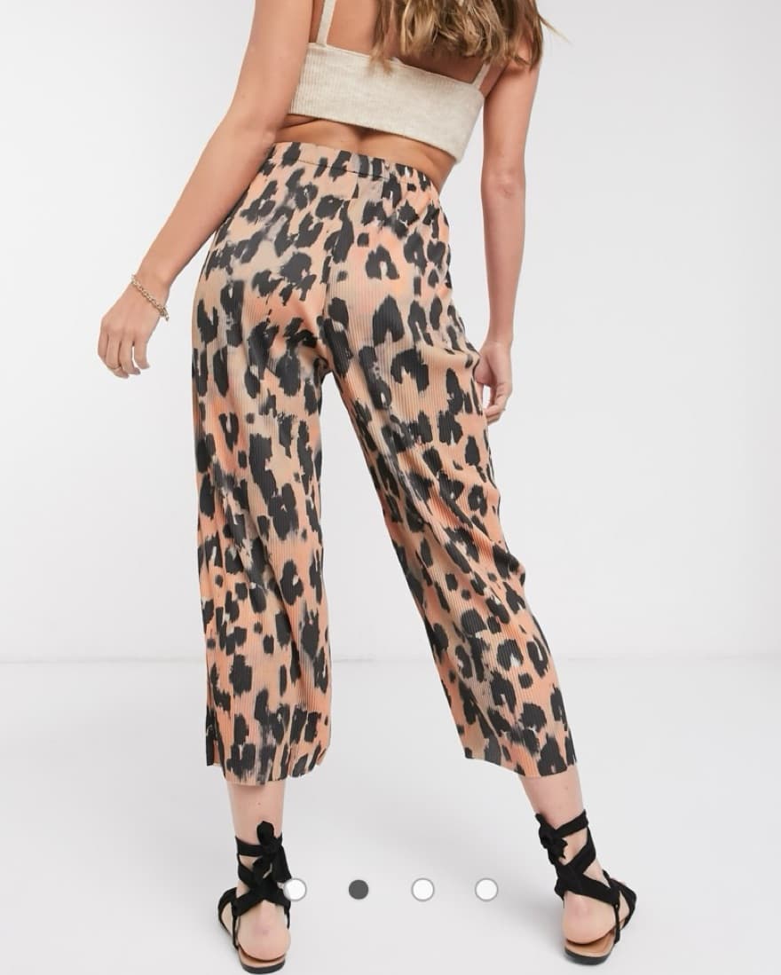 Leopard Plisse Culotte Pants - Image 2