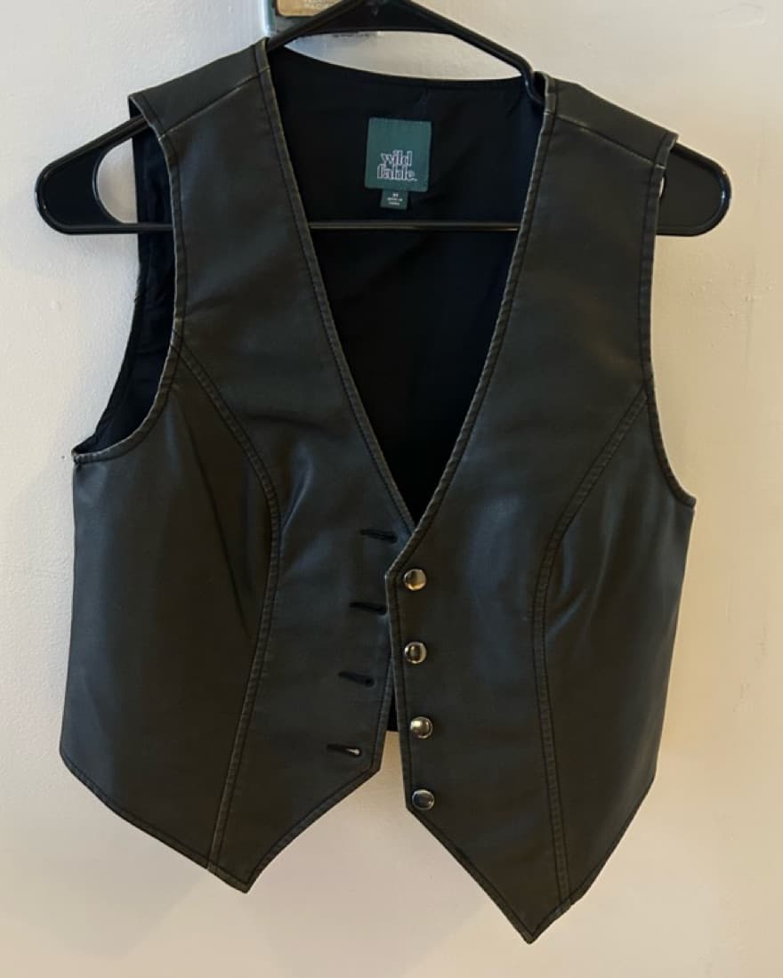 Black Faux Leather Vest - Image 2
