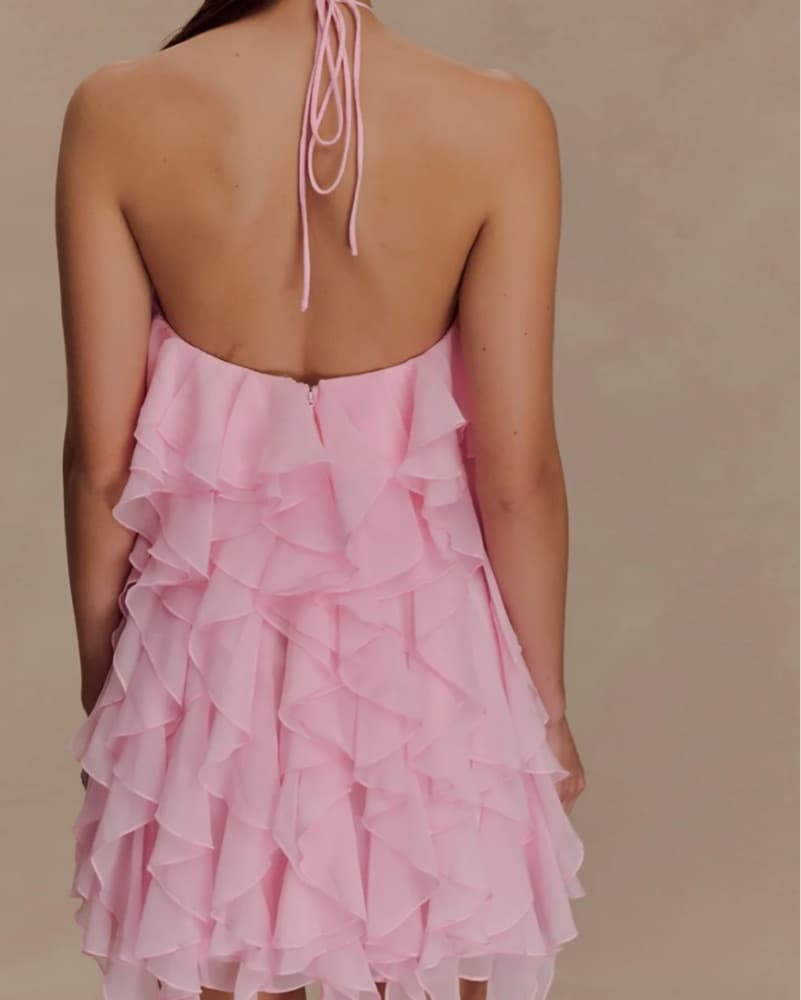 Ruffled Halter Neck Mini Dress - Image 2