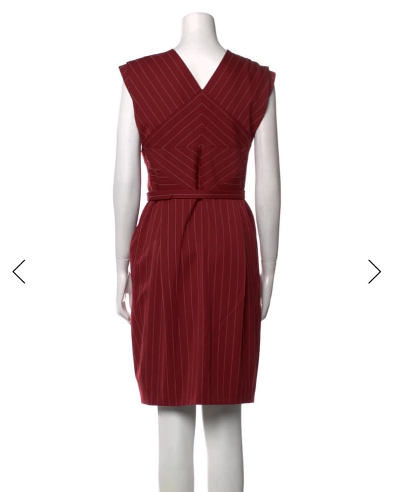 Maroon Bottega Veneta Pinstripe Dress - Image 2