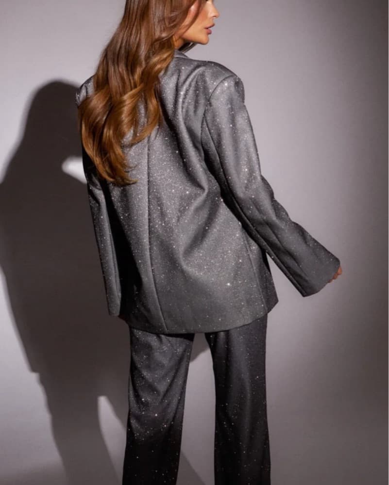Sparkling Gray Sequin Blazer - Image 2