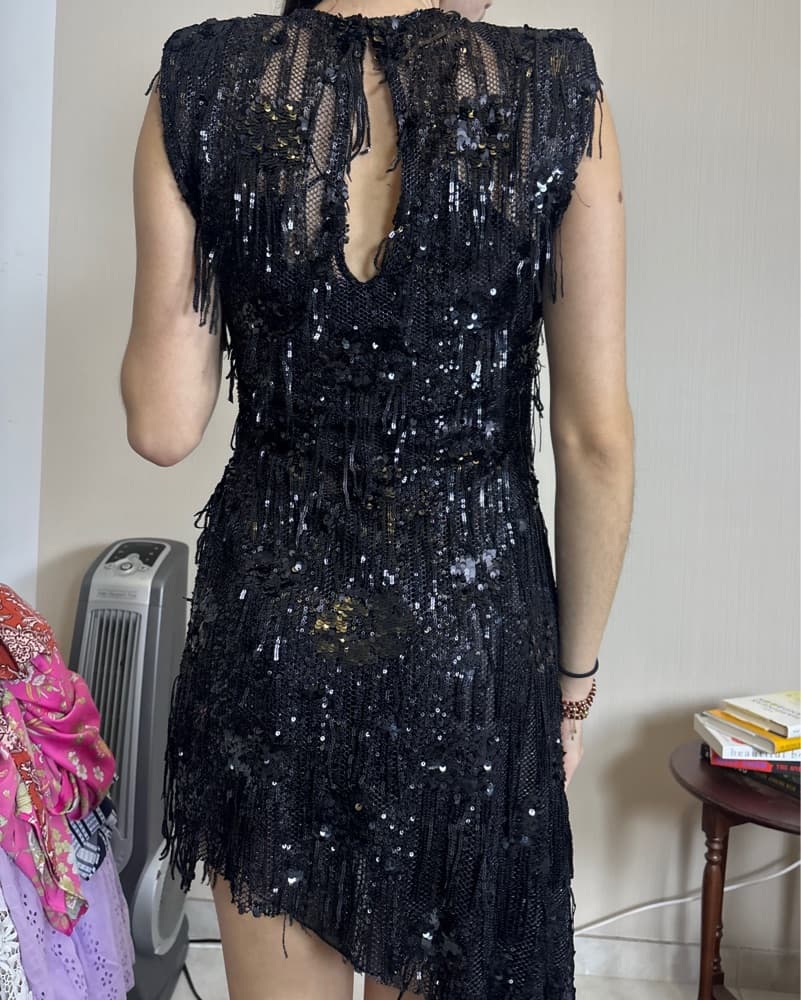 Zara Asymmetric Sequin Mini Dress - Image 2