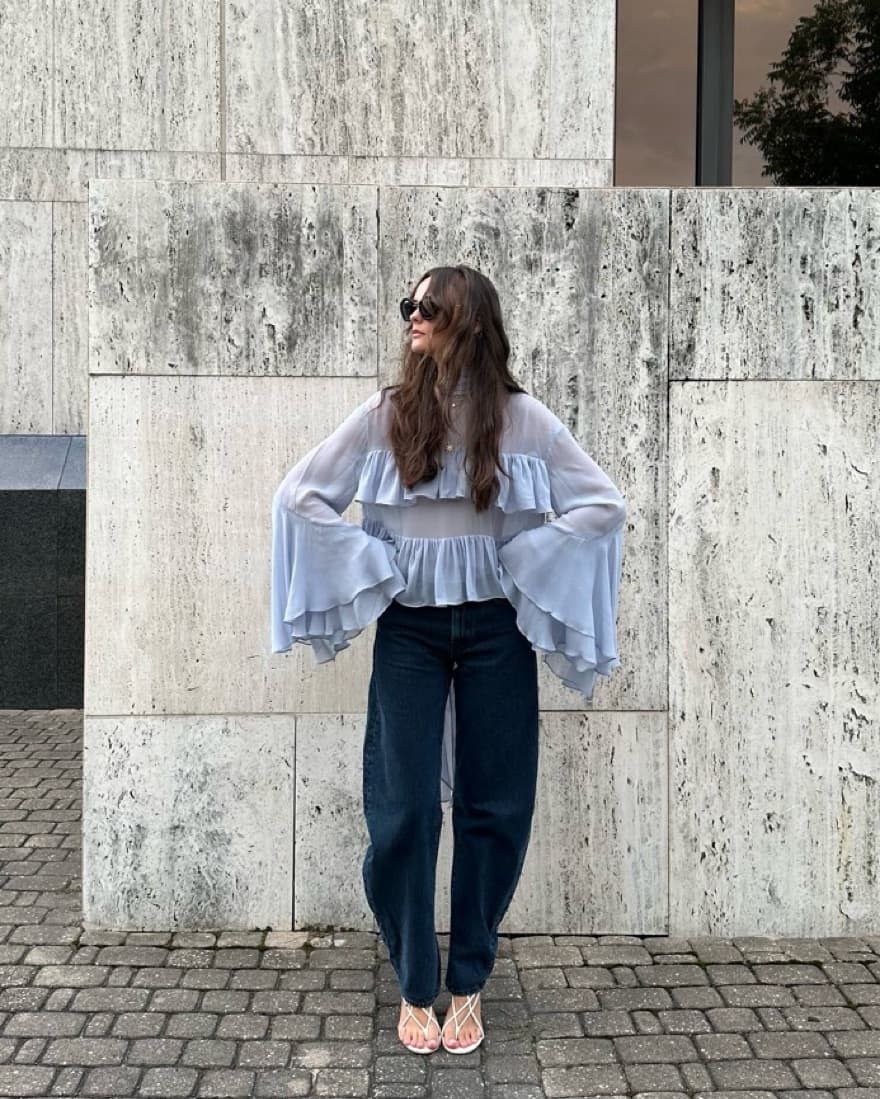 H&M Tie Neck Flounced Blouse - Image 5