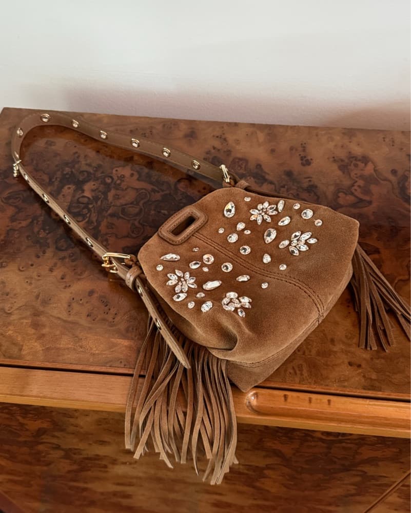 Maje Suede Fringe Crystal Mini Bag  - Image 2