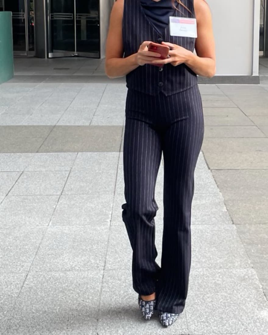 Navy Pinstripe Vest & Pant Set - Image 6