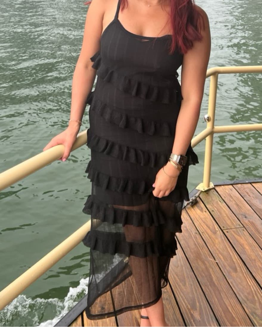 Black Tiered Ruffle Dress - Image 1