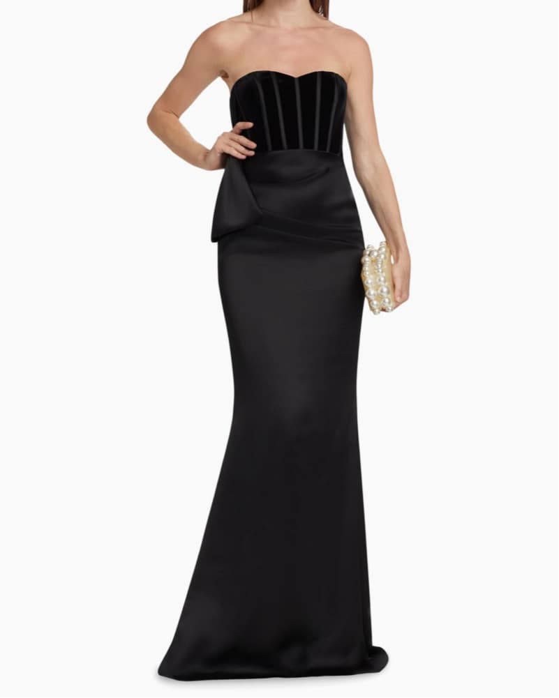 Badgley Mischka Satin & Velvet Gown - Image 2