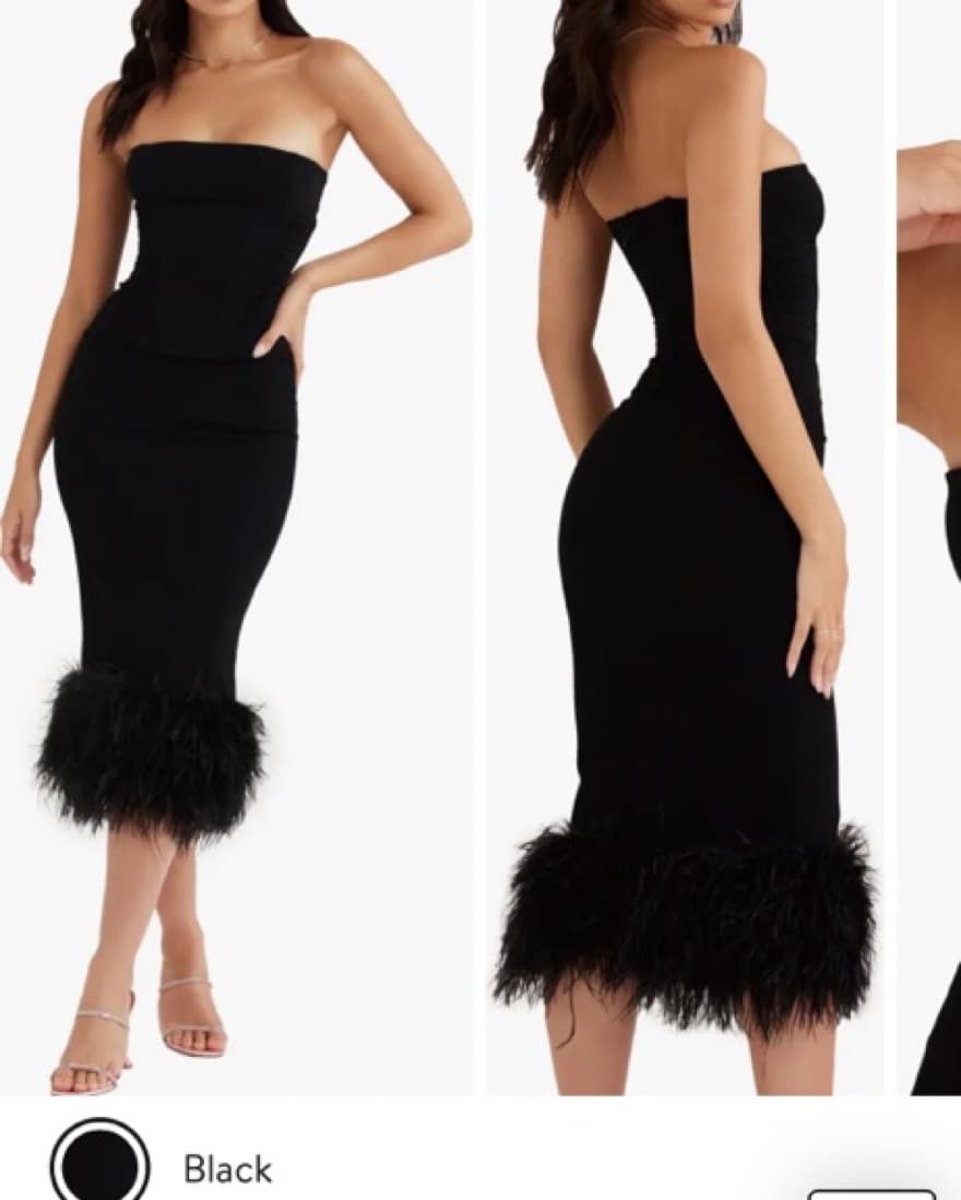 Black Feather House Of CB Dress - Image 1