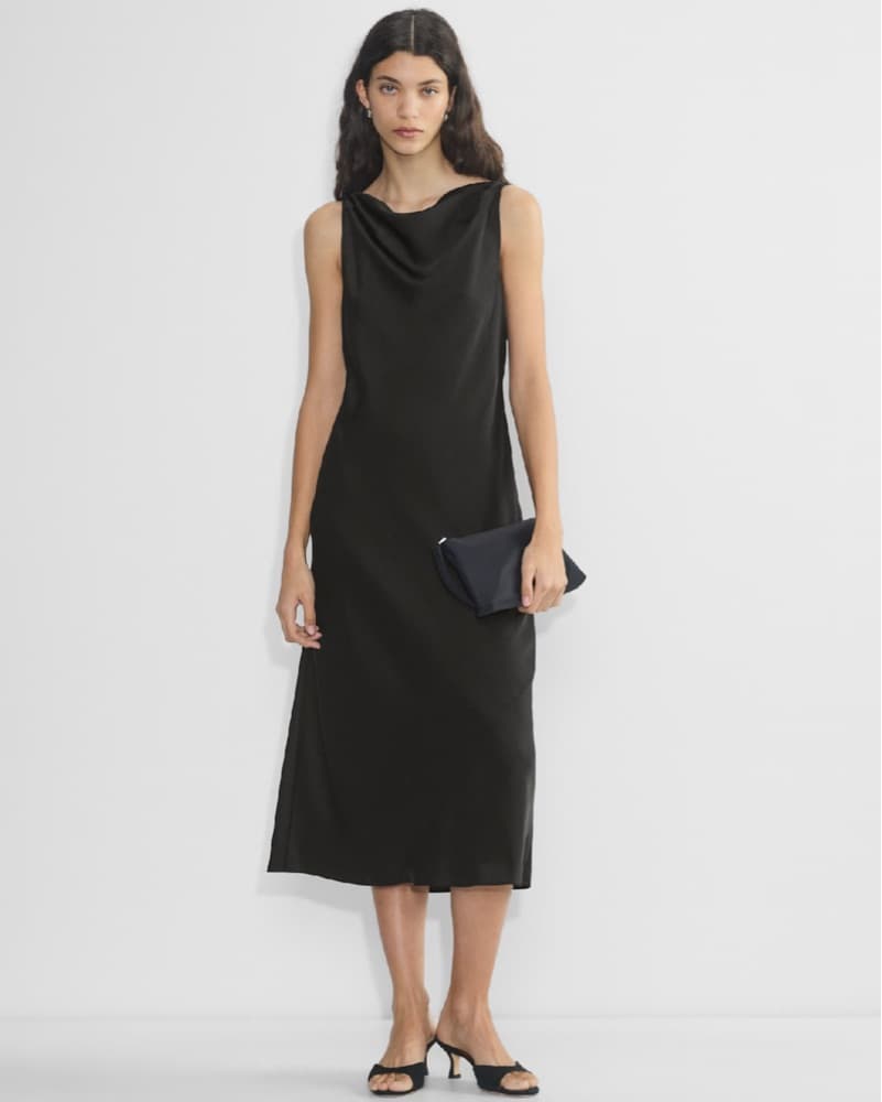 Aritzia Wilfred Elegant Black Midi Dress - Image 1