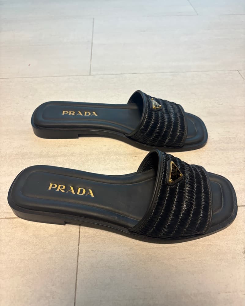 Prada Crochet & Leather Sandals - Image 3