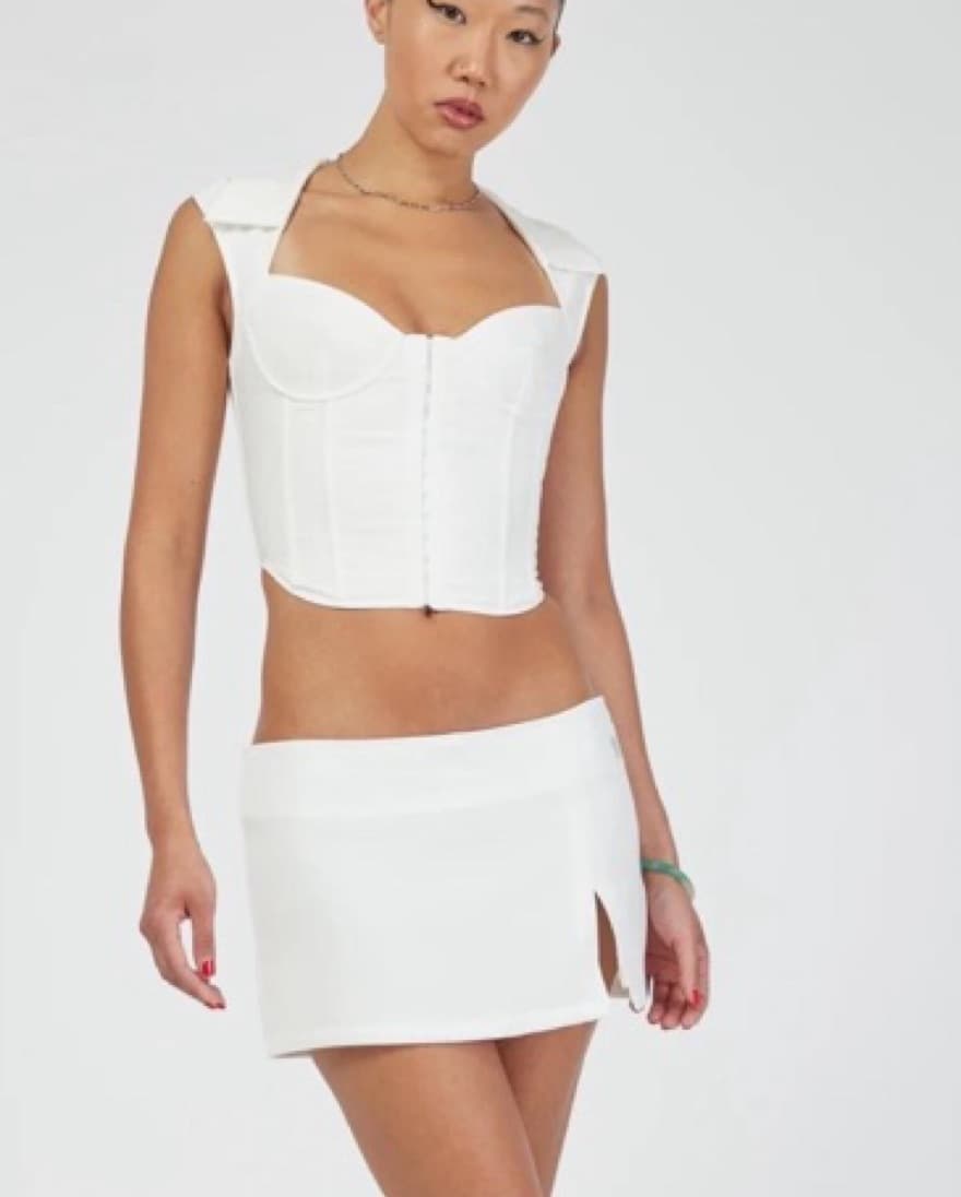 Danielle Guizio White Collar Corset Top  - Image 2