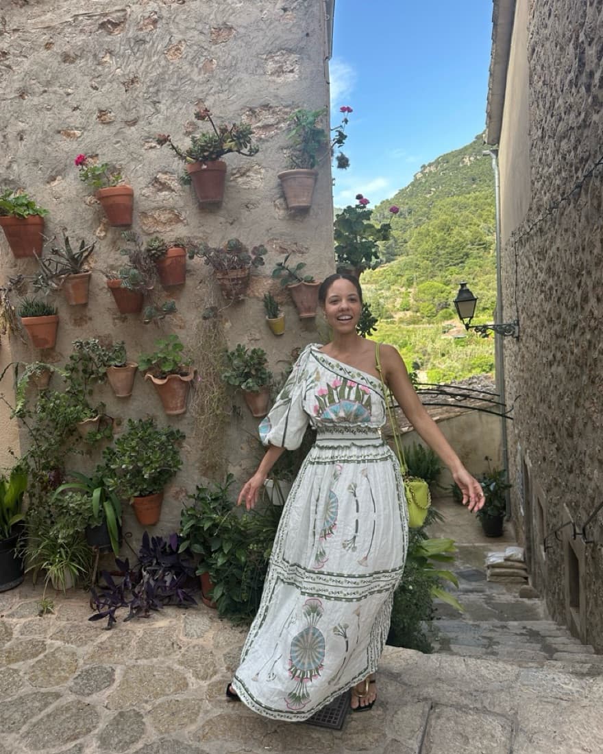 One Shoulder Floral Maxi Dress - Image 1