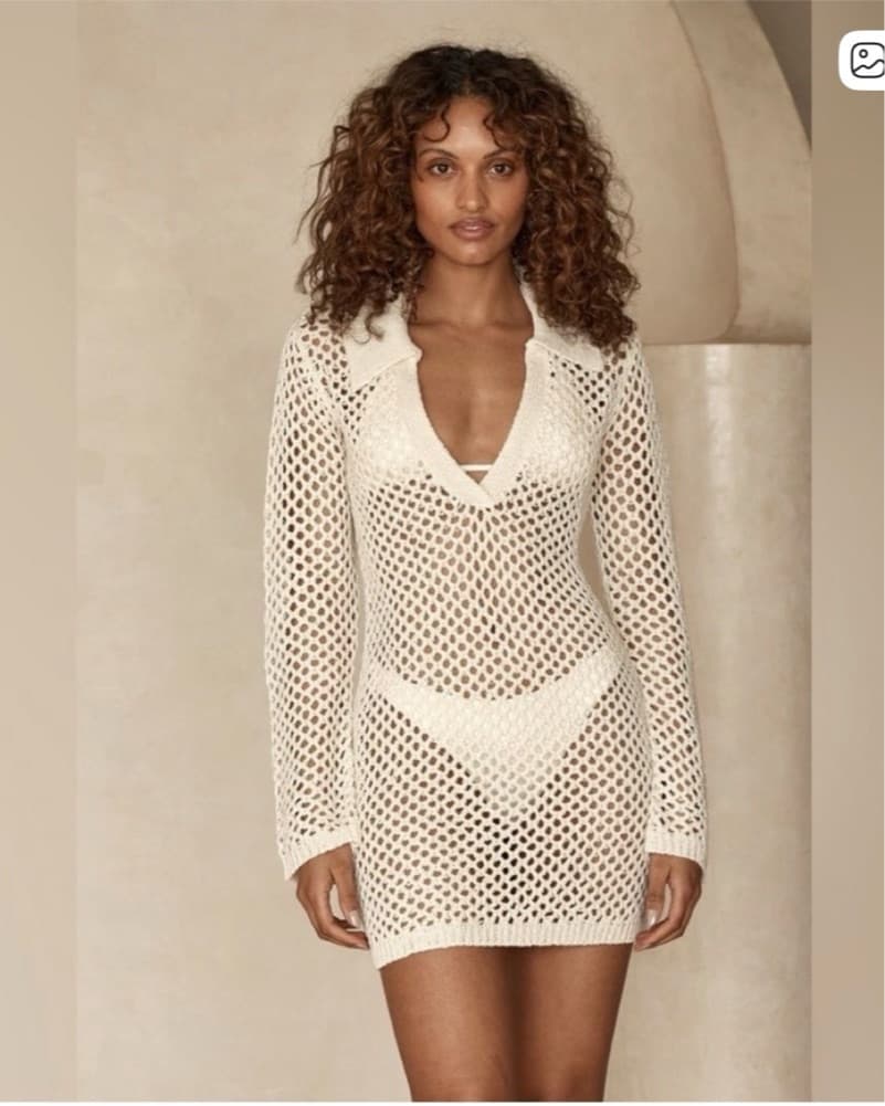 Monday swim White Crochet Coverup  - Image 1