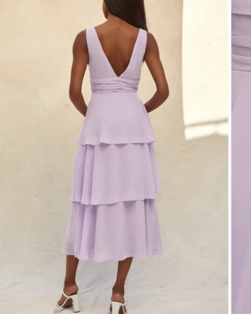 Lavender Sleeveless Tiered Midi Dress - Image 2