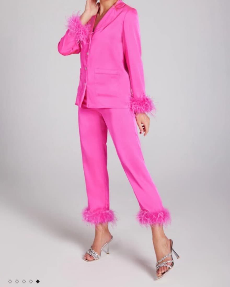 Pink Satin Feather Pajamas - Image 2