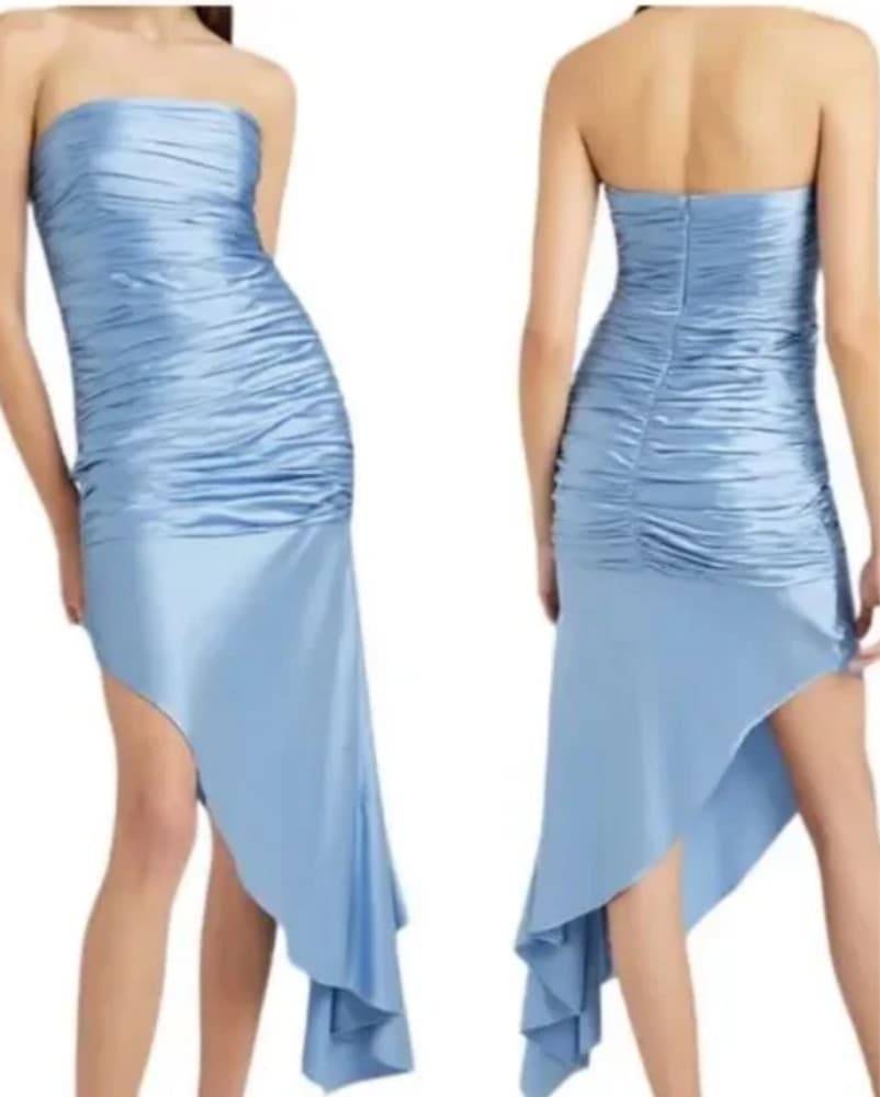 Cinq A Sept Silk Strapless Blue Dress 6 - Image 2