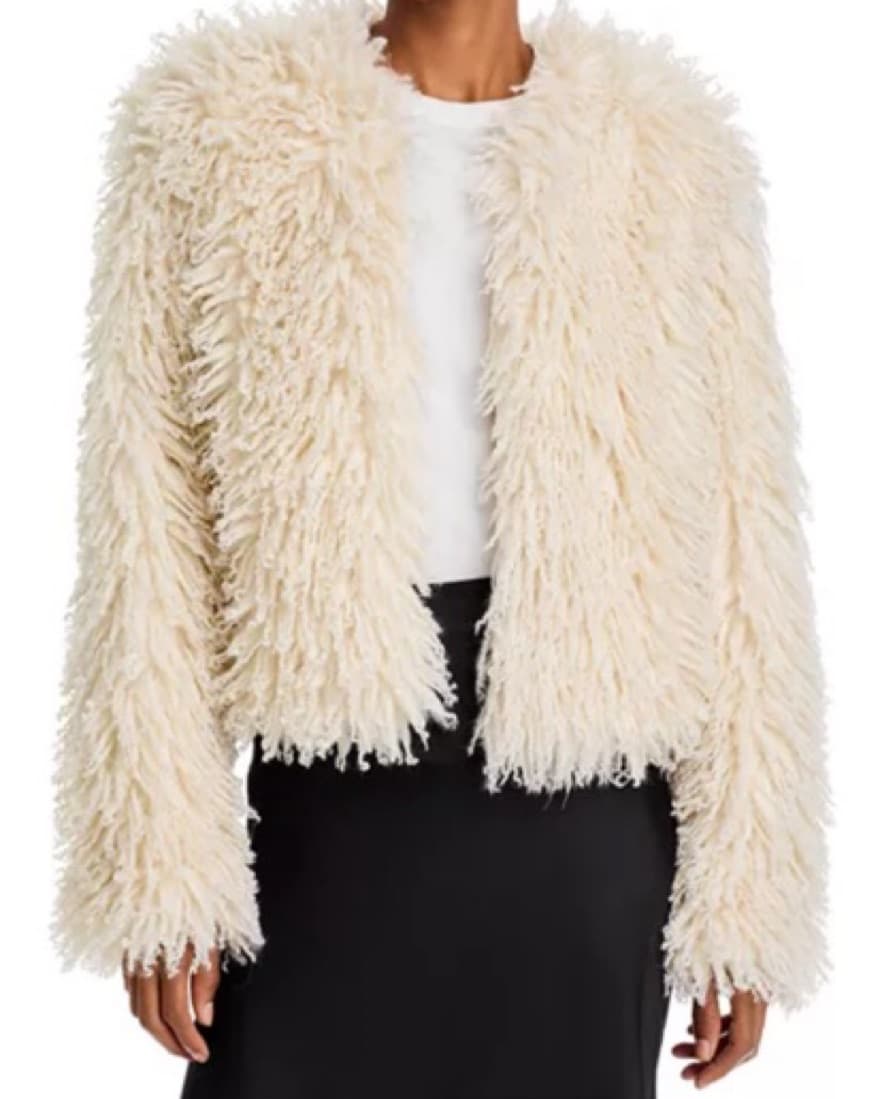 White/Cream Shaggy Fur Coat  - Image 1