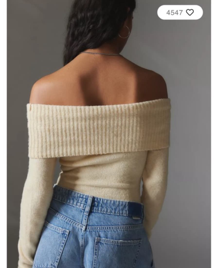 Claudia Off-The-Shoulder Sweater Ivory - Image 4