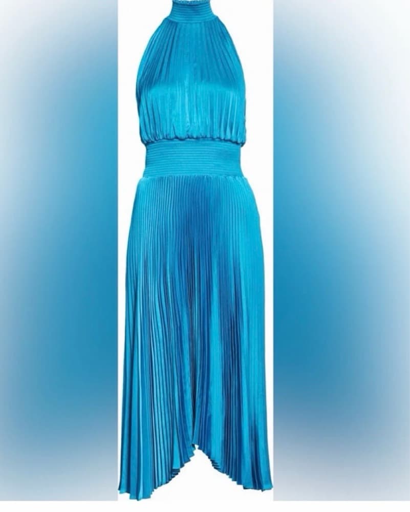 ALC Renzo Pleated Sleeveless Halter Blue - Image 2