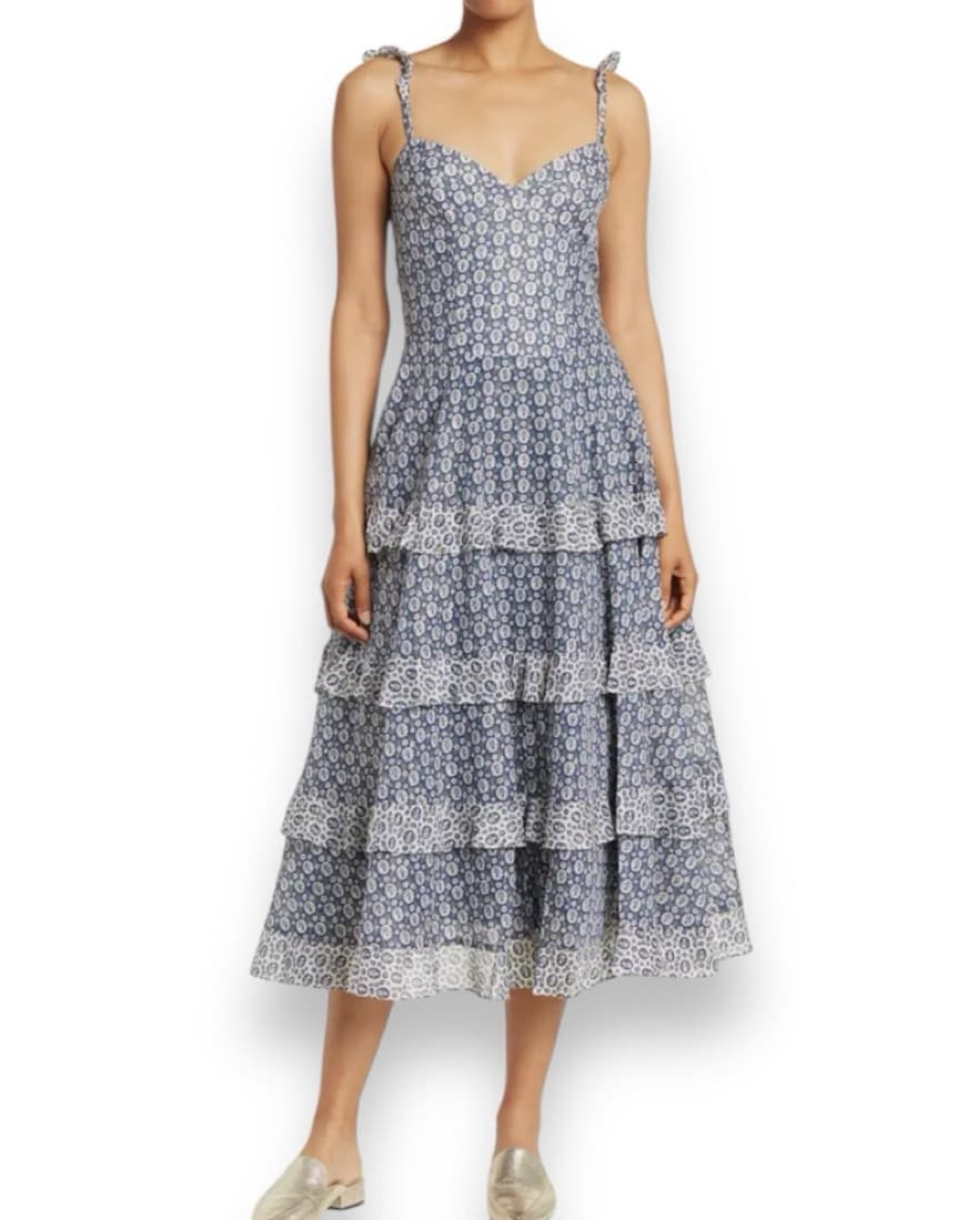 Rebecca Taylor Blue Floral Ruffle Dress  - Image 3