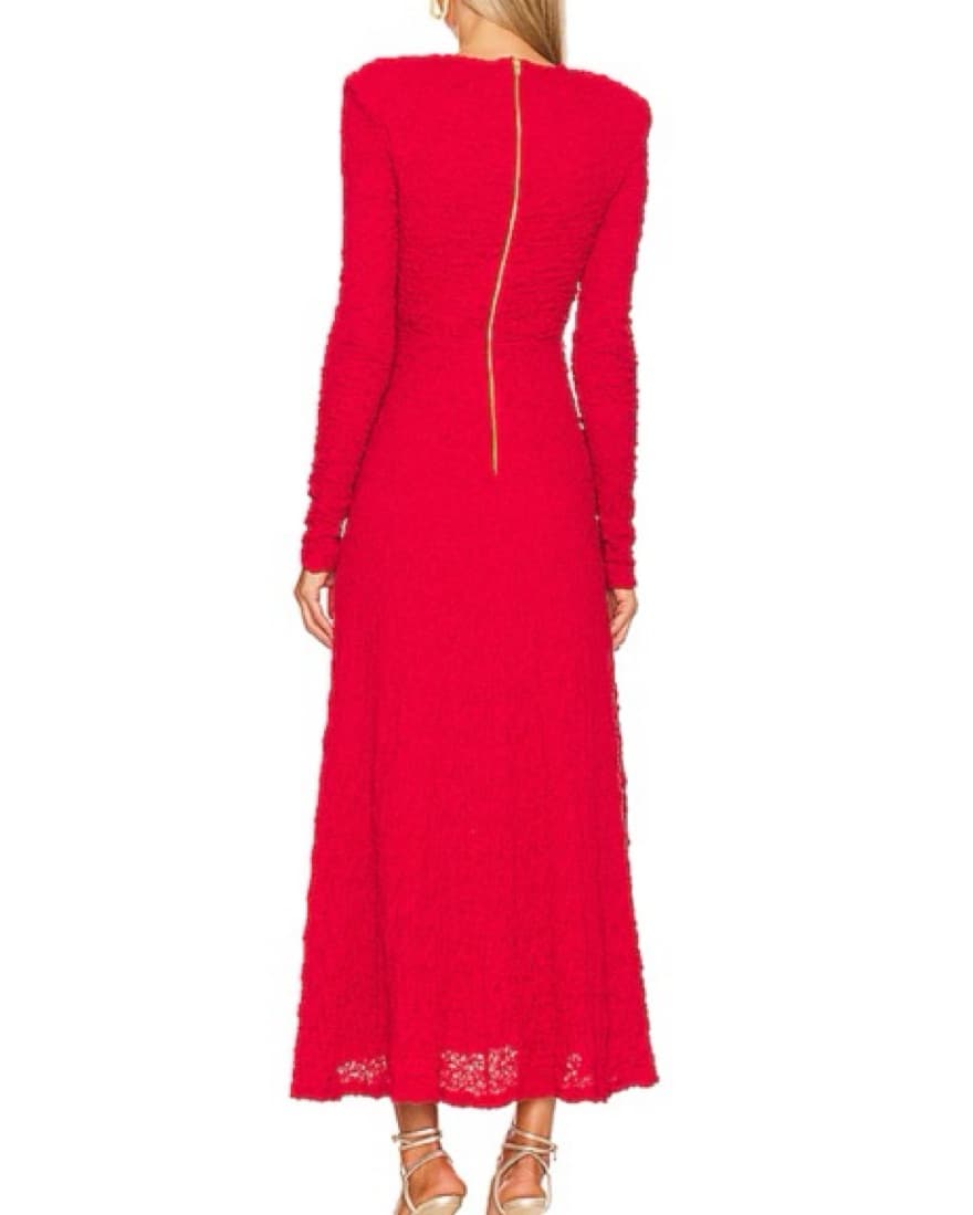 Red Long Sleeve Dress With Cutouts - Image 3