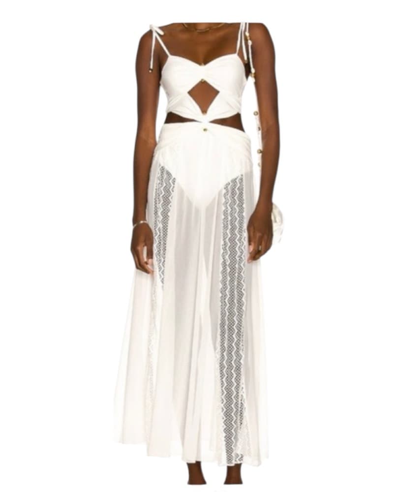 Cutout Beach Dress in White - Image 1