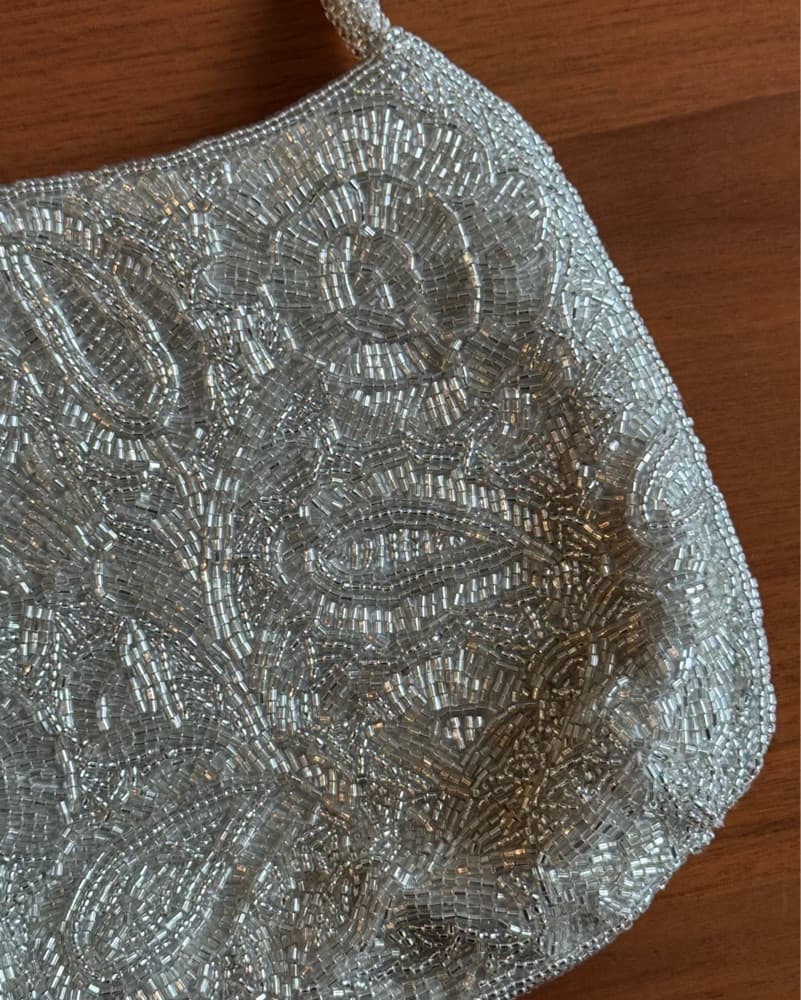 Vintage Beaded Silver Mini Purse - Image 3