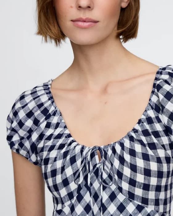 Gap × DÔEN 100% Linen Gingham Midi Dress - Image 2