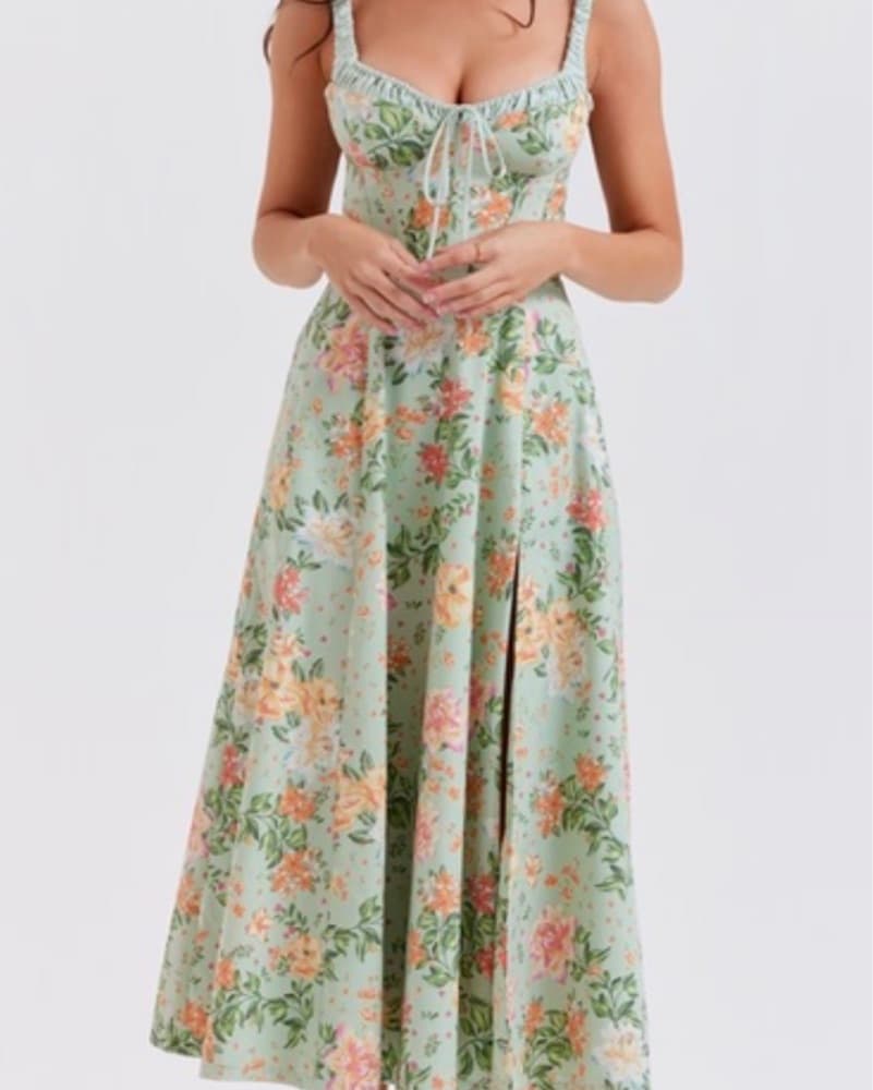 Green Floral House Of CB Dress - Image 1