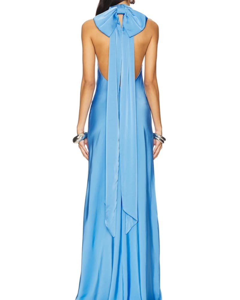 Misha Evianna Satin Gown In Lapis Blue - Image 3