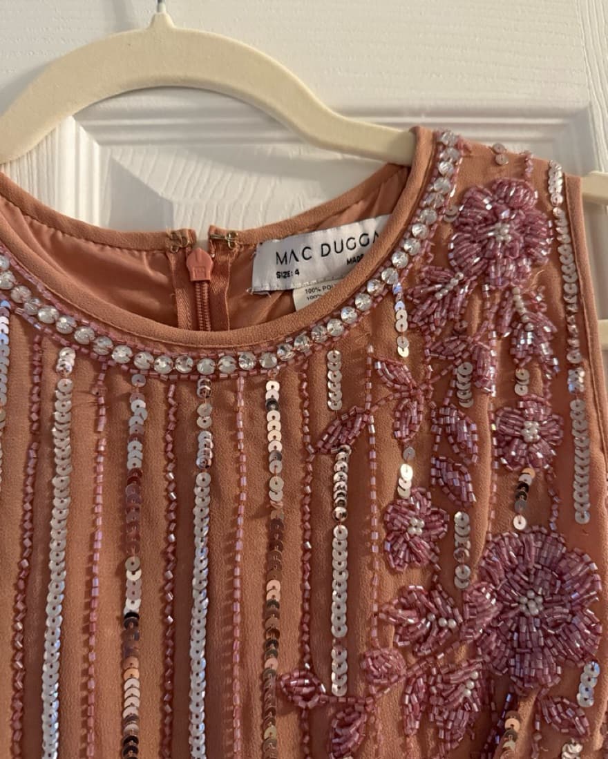 Mac Duggal Pink Sequin Midi Dress  - Image 3