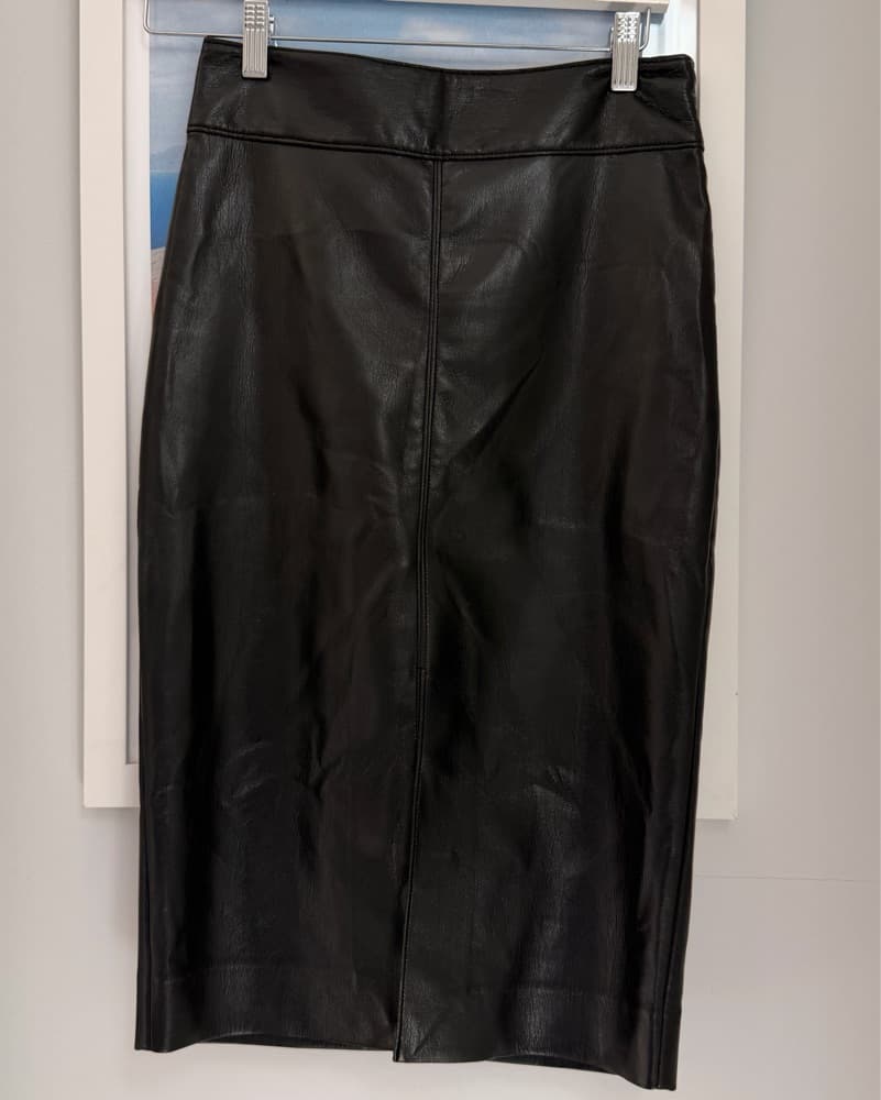 Faux Leather Pencil Skirt - Image 5