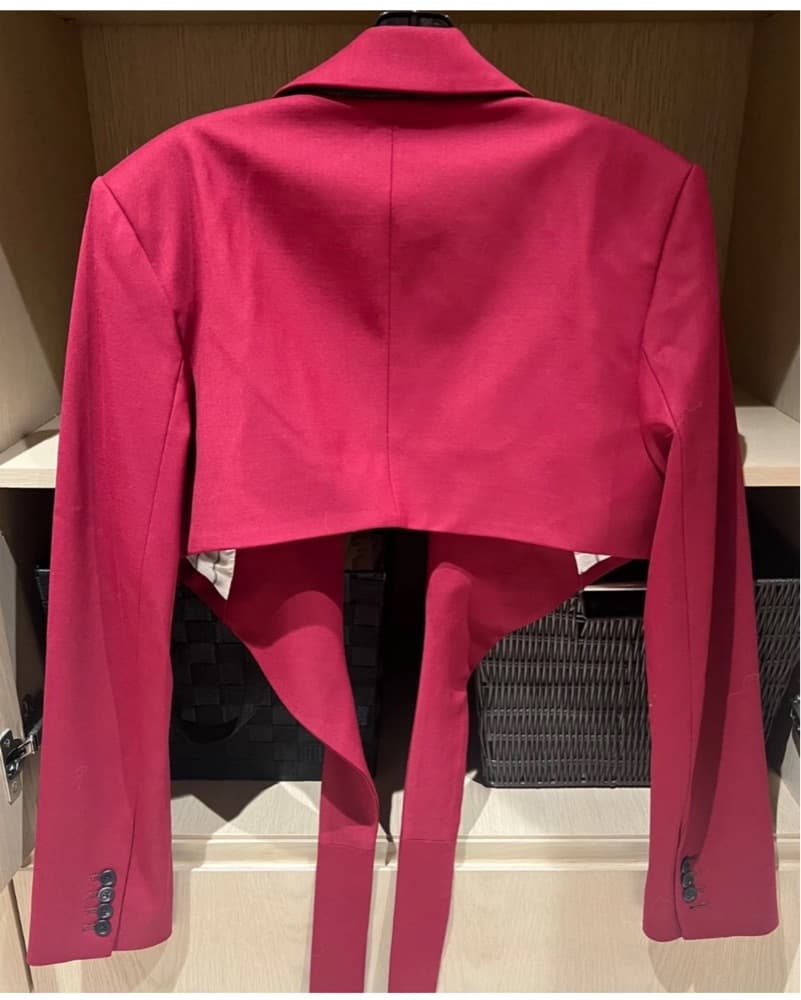 Monse Cropped Burgandy Wrap Jacket - Image 2