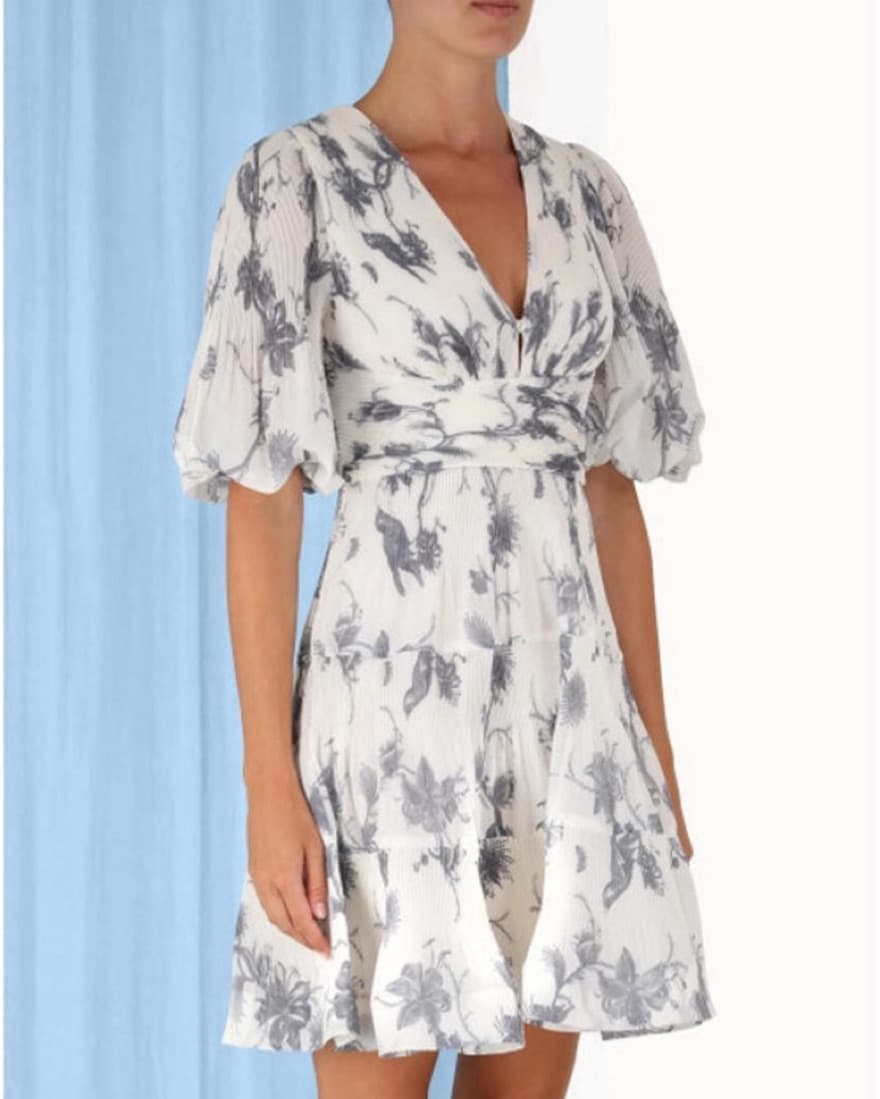 Zimmermann Pleated Mini Dress Keira Navy - Image 2