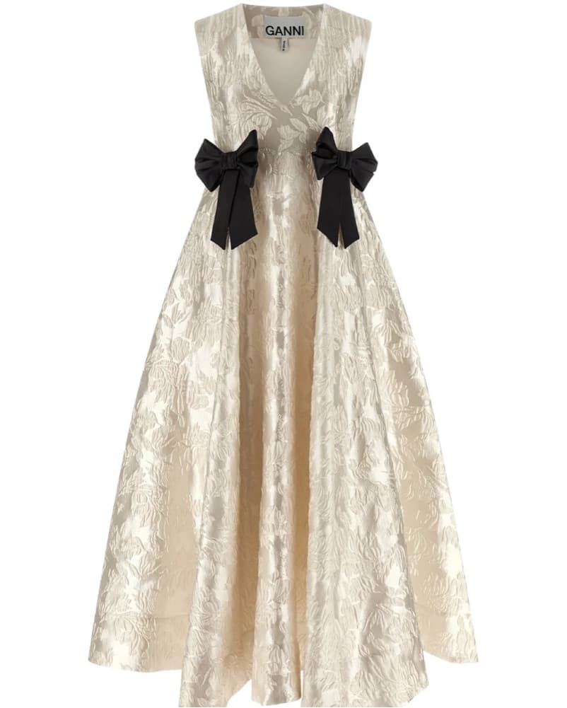 Ganni Satin Cloque Long Dress - Image 1
