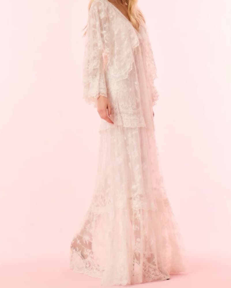 Angelic Ivory Bell-Sleeve Lace Gown  - Image 2