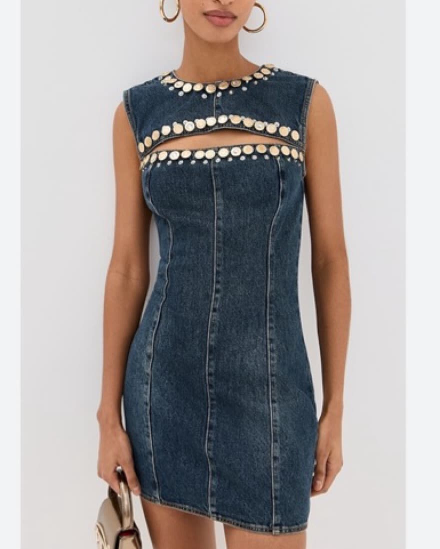 Crystal Buttoned Down Jean Dress - Image 1