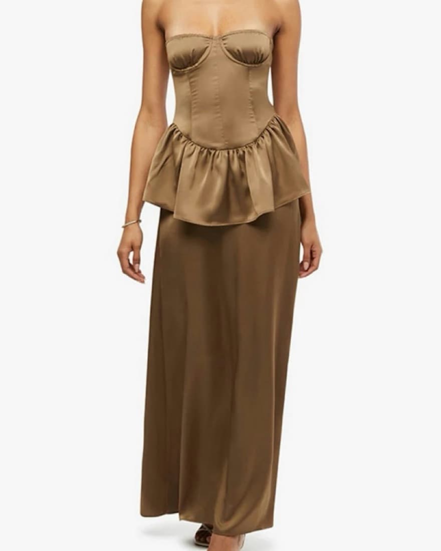 WeWoreWhat Strapless Corset Peplum Maxi  - Image 4