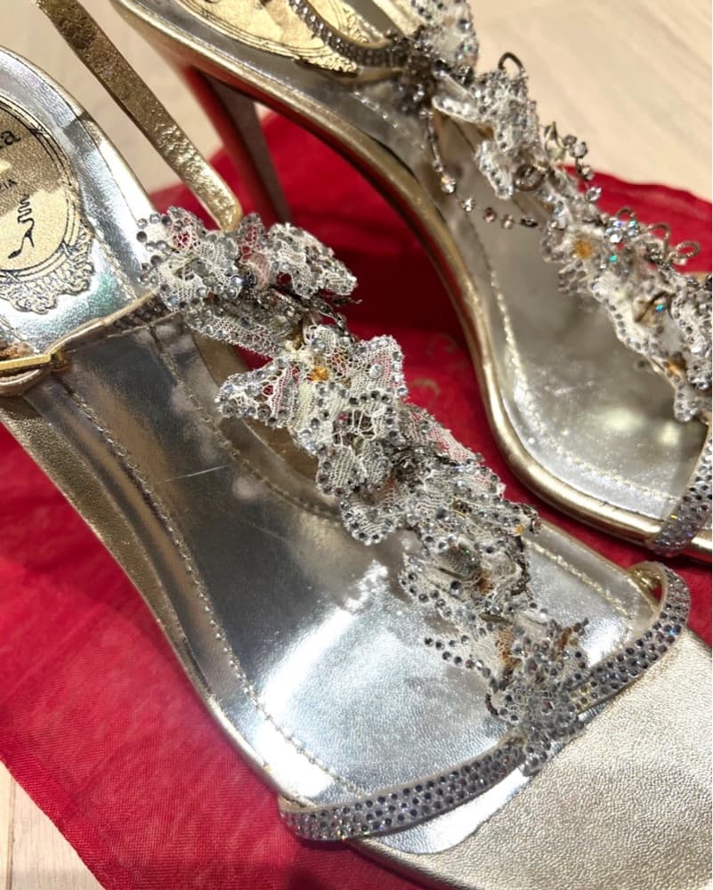 René Caovilla Strappy Beaded Lace Sandal - Image 6