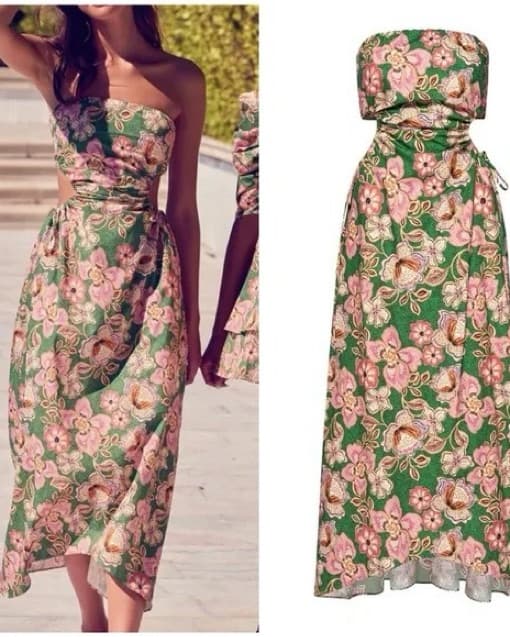 MISA Los Angeles Floral Strapless Dress - Image 1