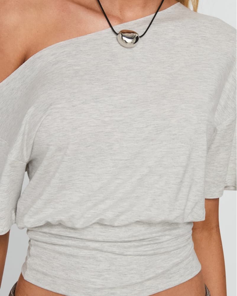 Off Shoulder Drapey Top In Grey - Image 3