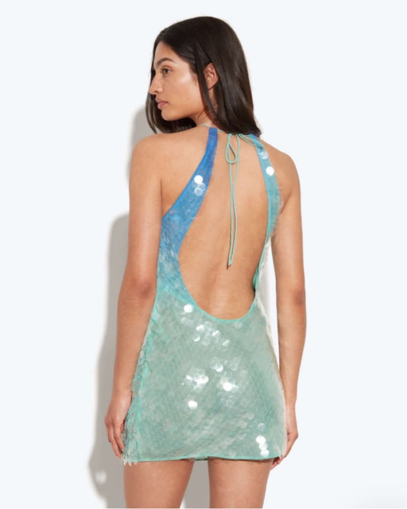 Rat & Boa Blue Green Sequin Mini Dress - Image 3