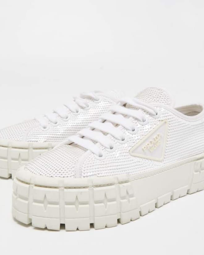 Prada White Sequin Sneakers Size 37 - Image 1