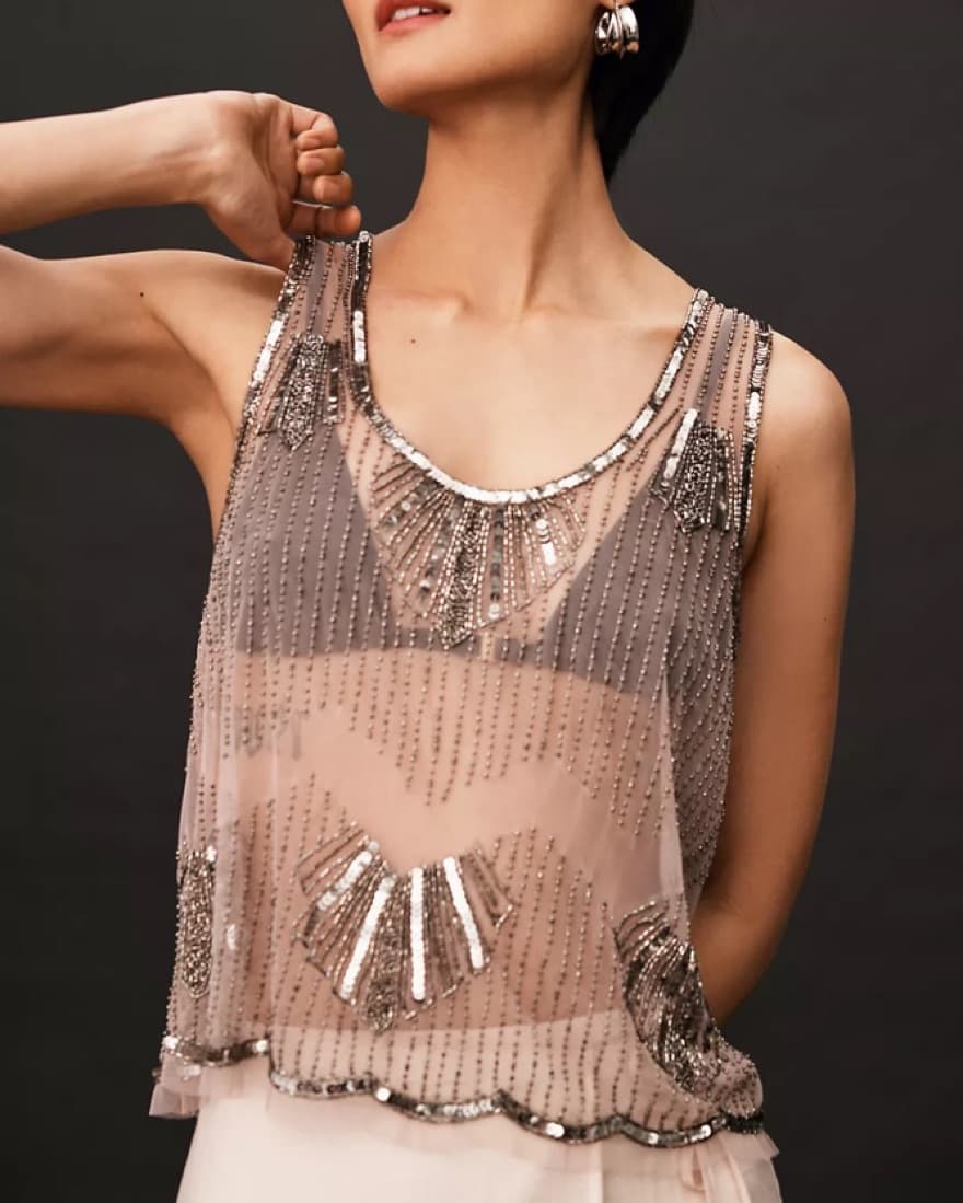 Anthropologie Sheer/Beaded Top - Image 1