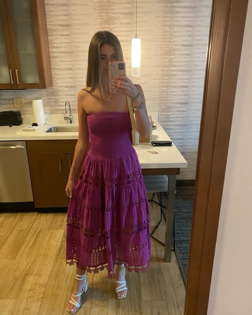 Purple Strapless Dress - Image 1