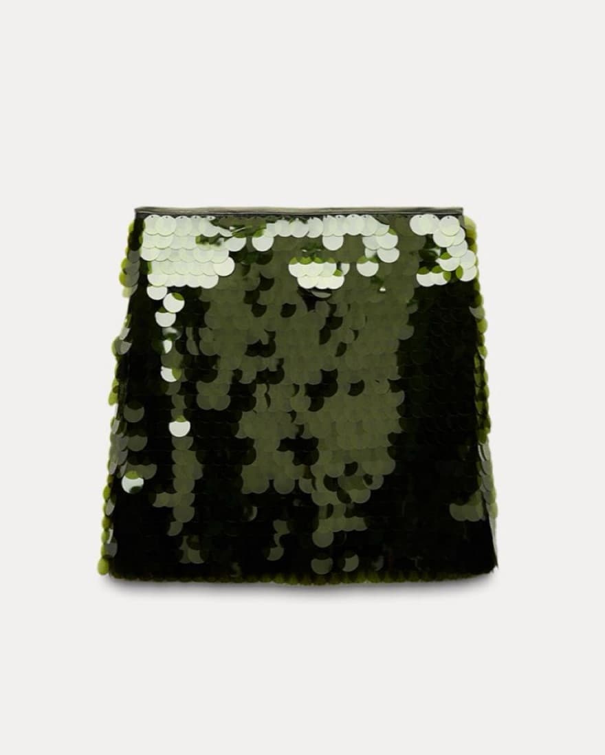 Zara Green Sequin Mini Skirt - Image 2