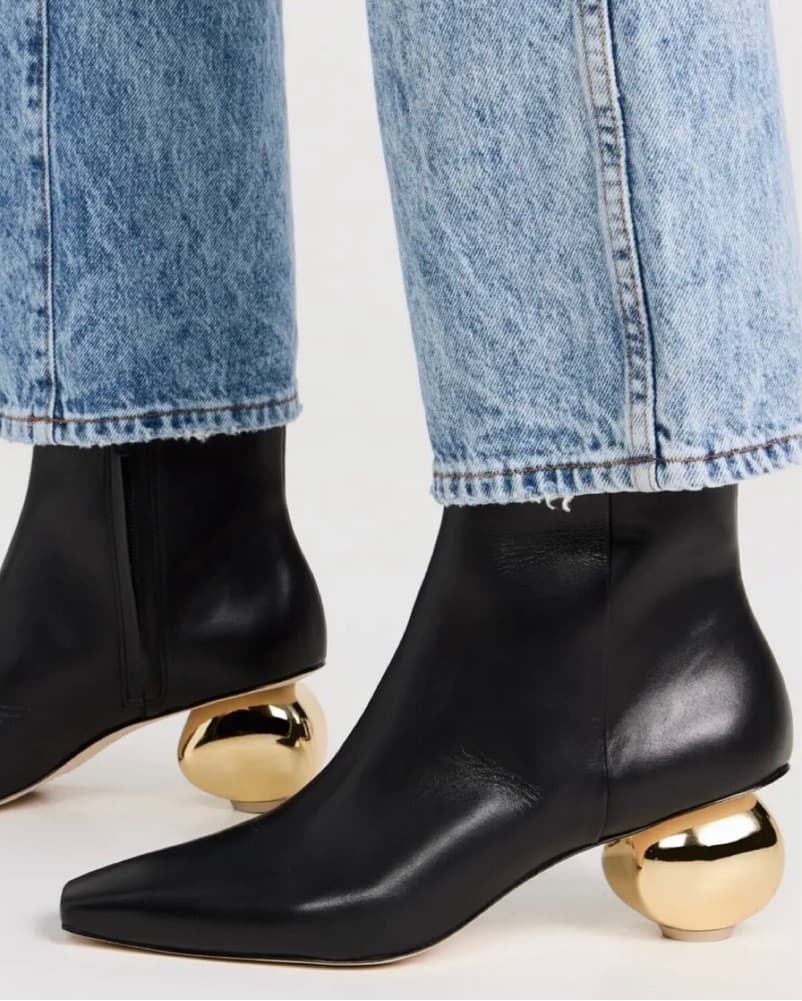Cult Gaia Mari Black Boots Gold Heel - Image 1