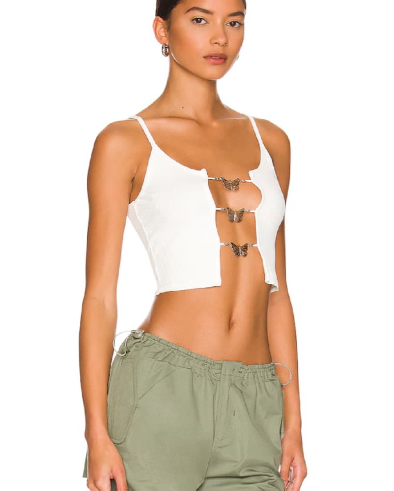 Superdown Silver Butterfly Tank Top - Image 3