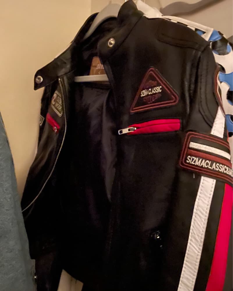 Leather Black And Red Racer Jacket  - Image 1